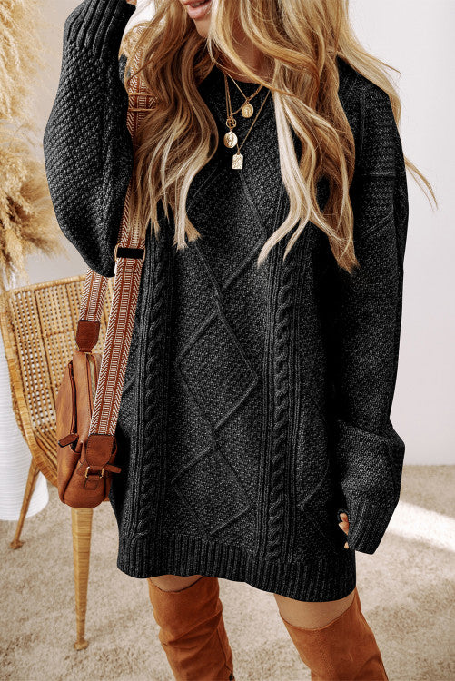 Coffee Knit loose fit sweater dress