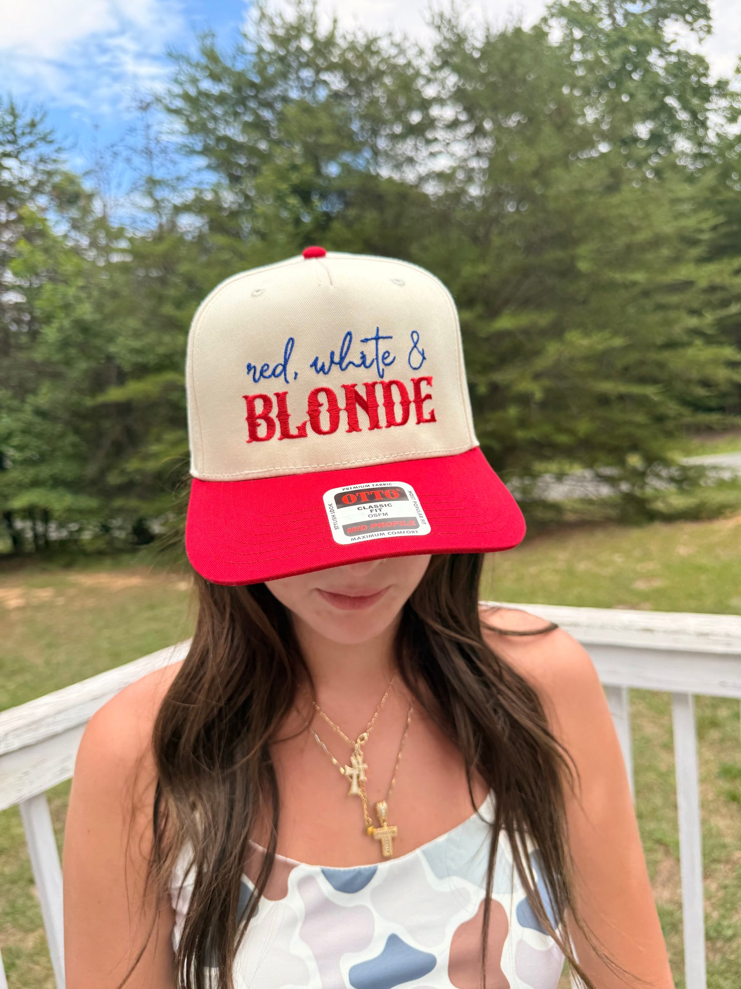 Red White & Blonde Hat