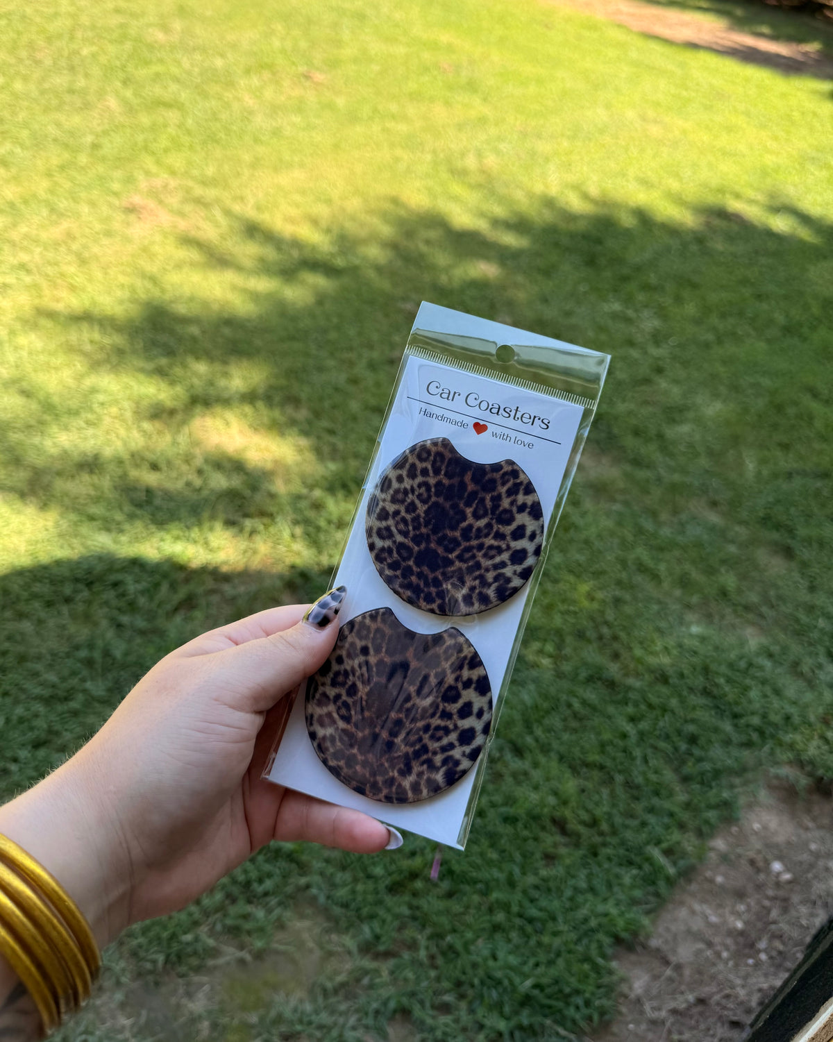 Cheetah Print Car Coasters