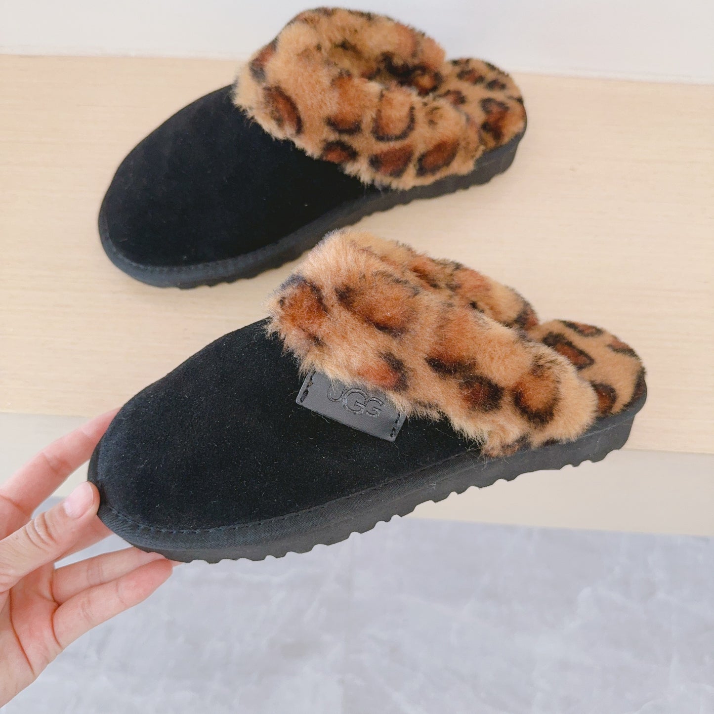 The cheetah slippers