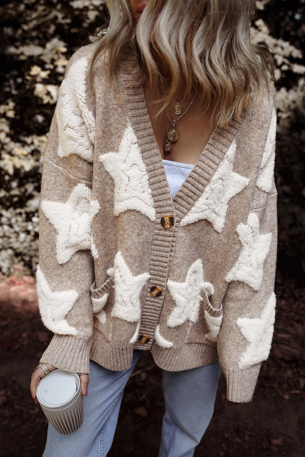 Sherpa star sweater cardigan