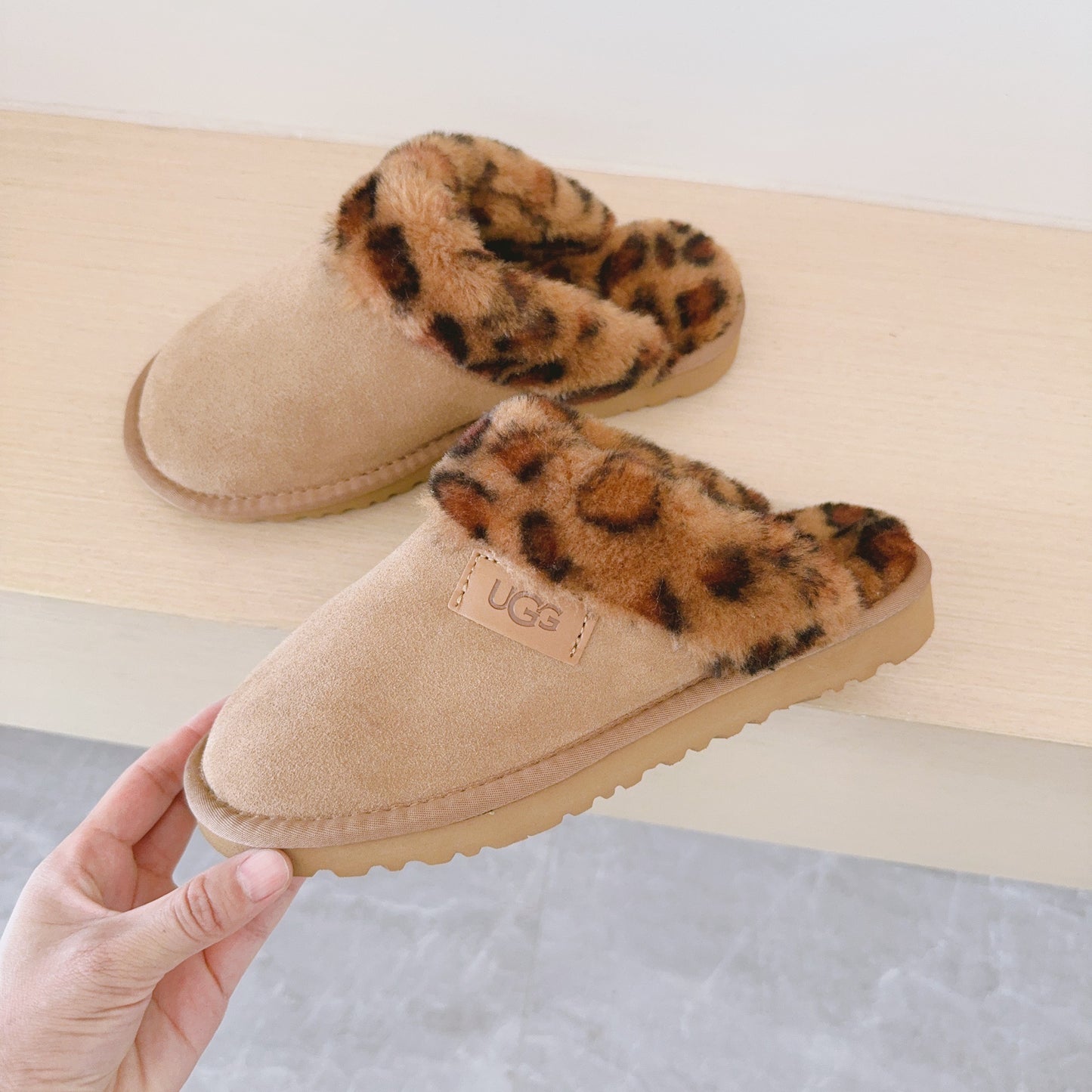 The cheetah slippers