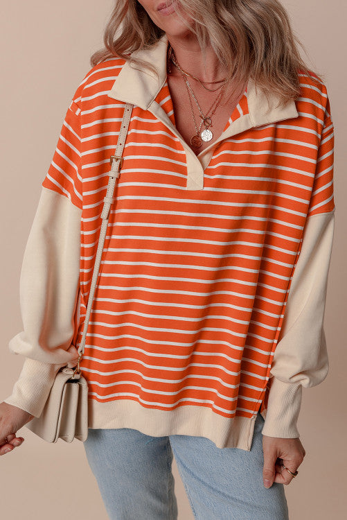 Strip drop shoulder sweatshirt