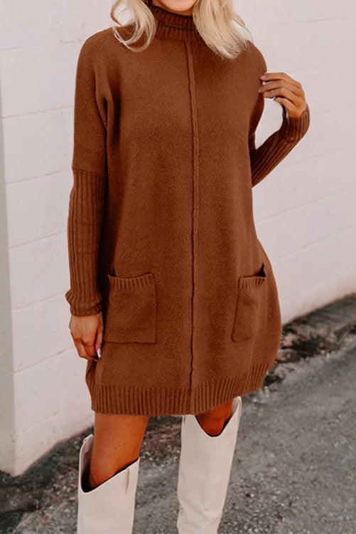 Brown shift sweater dress