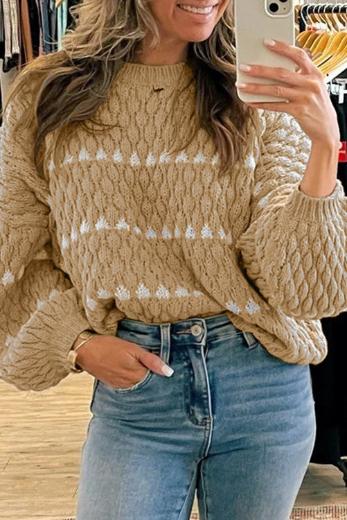 Knit puff sleeve baggy sweater