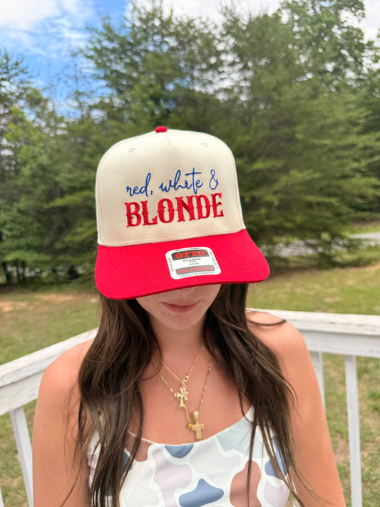 Red White & Blonde Hat