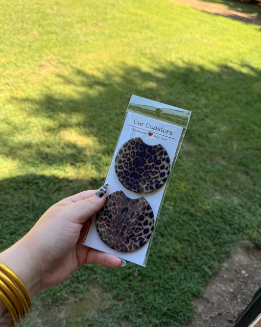 Cheetah Print Car Coasters