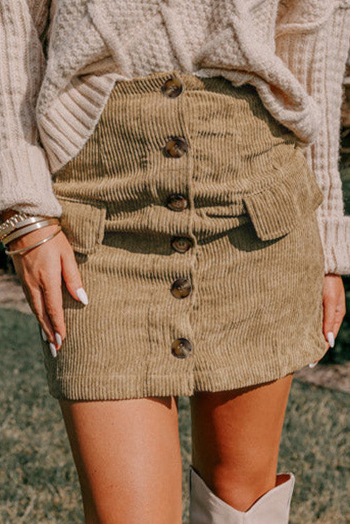 Carmel buttoned front mini skirt