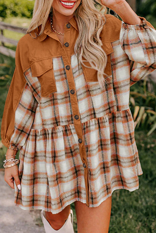 Ruffle hem shirt dress